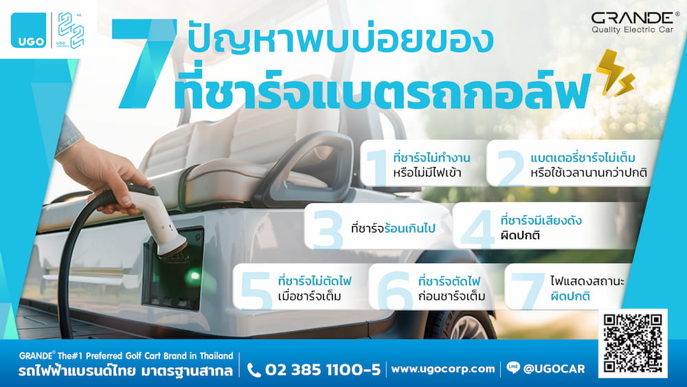 เช็กลิสต์ 7 ปัญหาพบบ่อยของที่ชาร์จแบตรถกอล์ฟ พร้อมวิธีแก้ไข