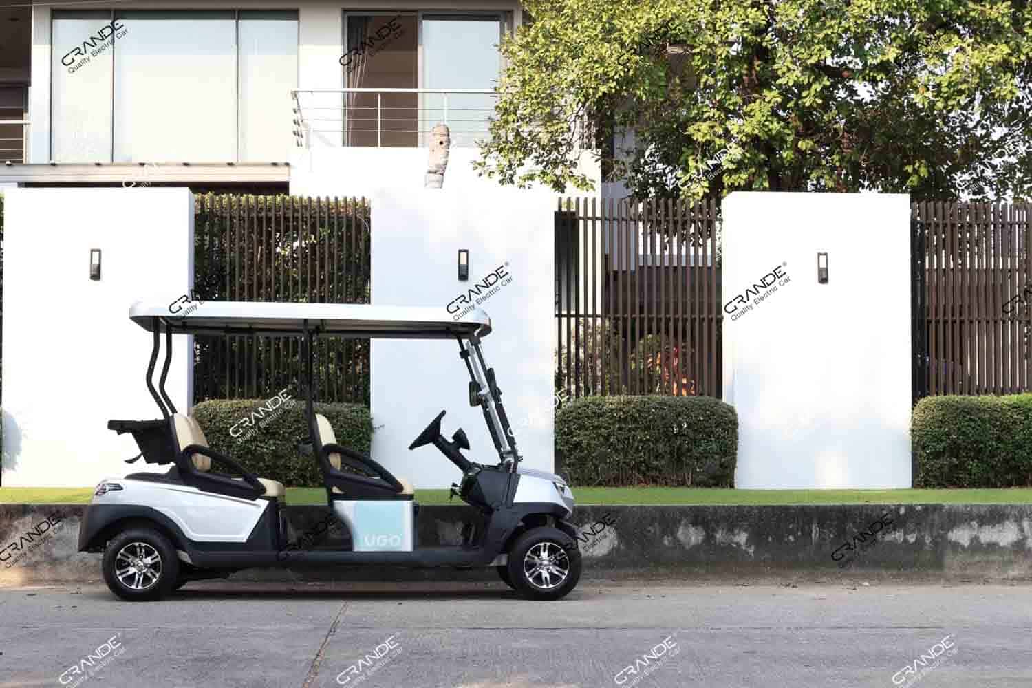 รถกอล์ฟไฟฟ้า 4+2 ที่นั่ง ที่นิยมใช้งานในรีสอร์ตและโรงแรม